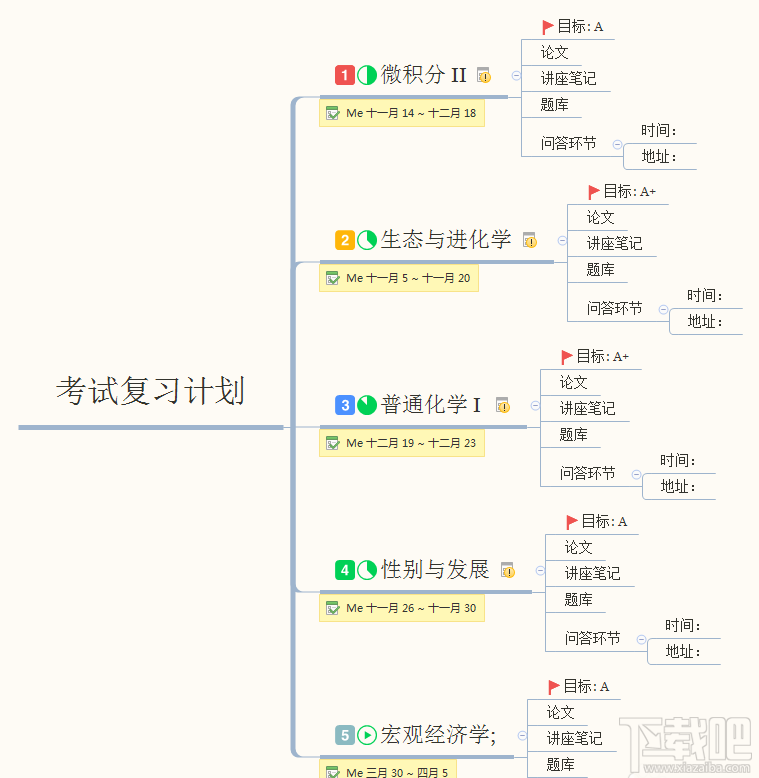 XMind思维导图中复习计划怎么制定