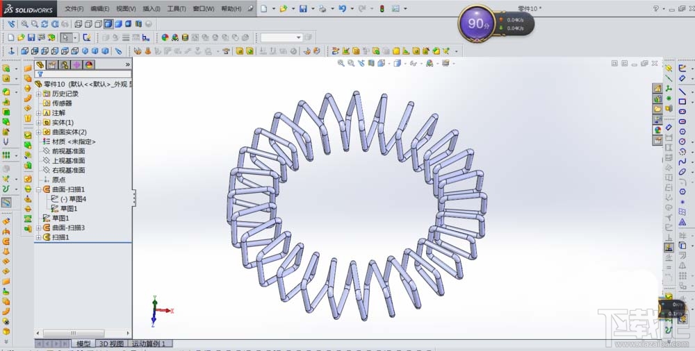 SolidWorks沿着圆环画螺旋线方法