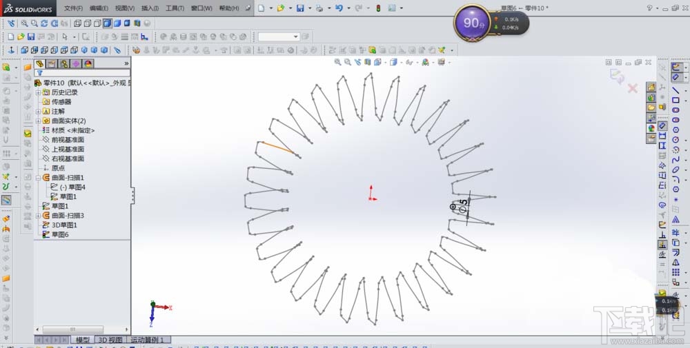 SolidWorks沿着圆环画螺旋线方法