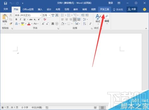 Word2016开发工具选项怎么添加到界面