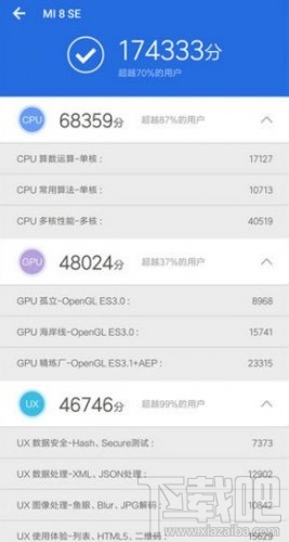 小米8se安兔兔跑分是多少