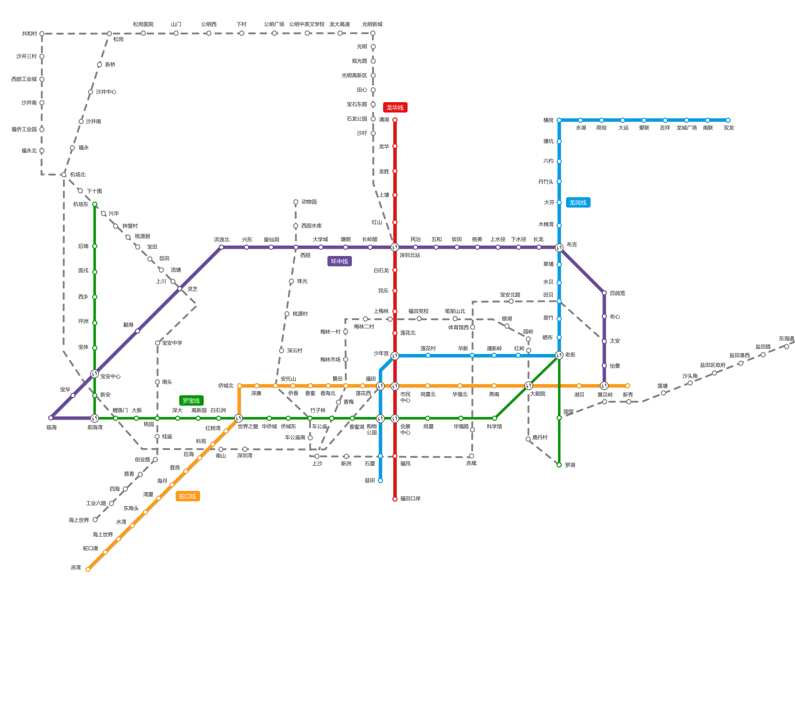 深圳轨道交通线路规划图（2030全线） - 深圳本地宝