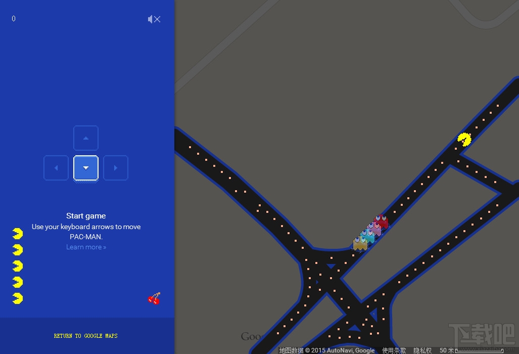 Google Maps怎么在线玩吃豆人（Pac-Man）游戏