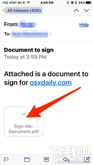 如何在iOS设备邮件应用上内签署文件并回信