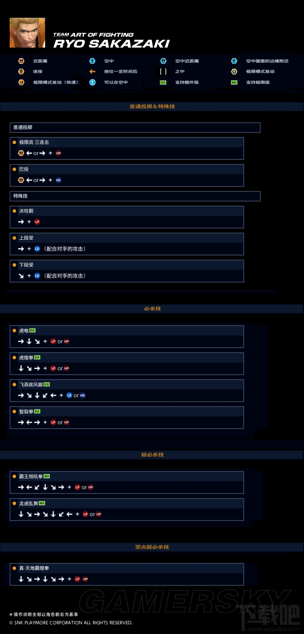 拳皇14角色出招表 拳皇14坂崎良出招表