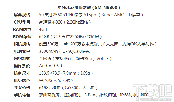 三星note7港版上市时间 三星note7港版价格