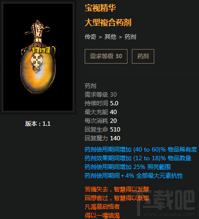 流放之路传奇药剂有哪些?流放之路传奇药剂详解