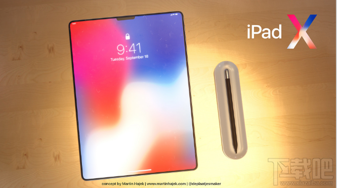 iPad X渲染图：Face ID+无边框设计