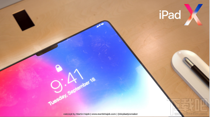 iPad X渲染图：Face ID+无边框设计