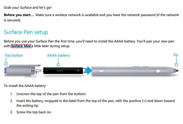 Surface Mini确实存在 微软用户指南泄密