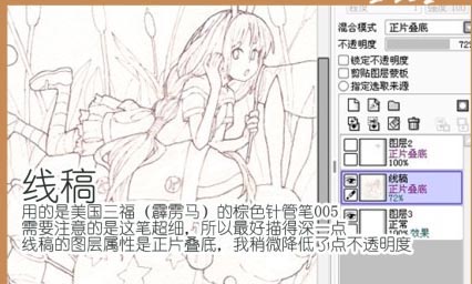 SAI绘图软件模拟水彩绘画美丽少女