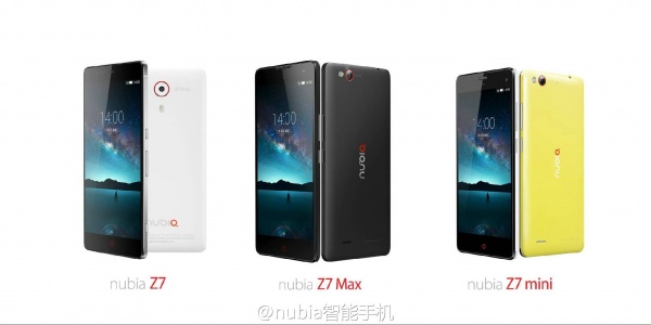 nubia Z7/max/mini发布，售3456/1999/1499