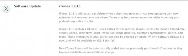 苹果iTunes11.3.1发布：解决播客停止更新和无响应的问题