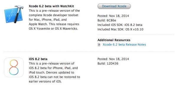 苹果发布iOS8.2测试版与Apple Watch开发工具