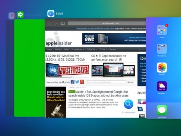 苹果iOS9应用切换器：全新设计，风格突变
