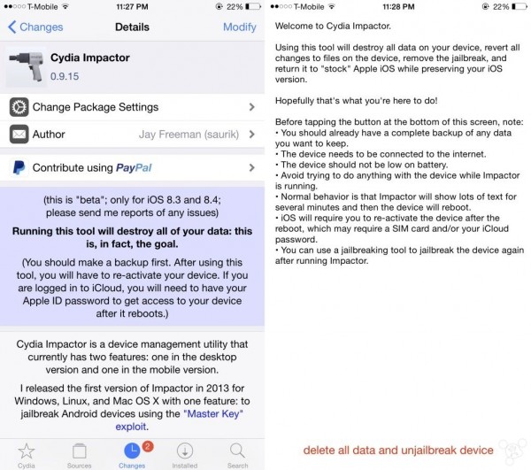 Cydia作者发布Cydia Impactor 安全快速不升级iOS解除越狱
