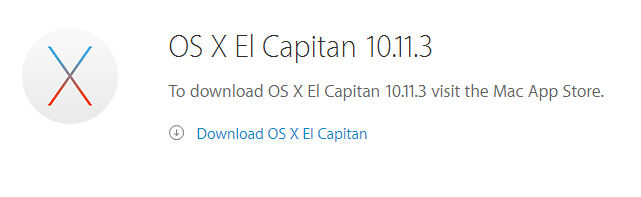 苹果 OS X 10.11.3 正式版发布，包含大量错误修正