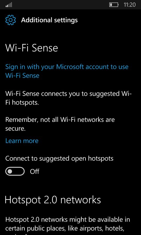 微软Win10红石2移动版将采用类PC版Wi-Fi设置界面
