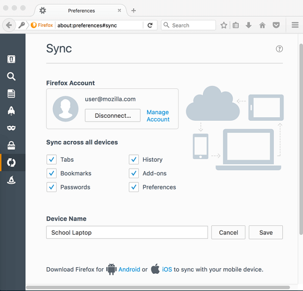 Firefox Sync增加设备管理功能 可远程取消设备同步