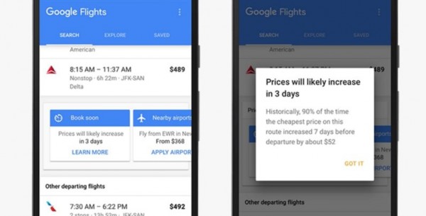 谷歌为Google Flights增加新功能 确保用户了解机票信息