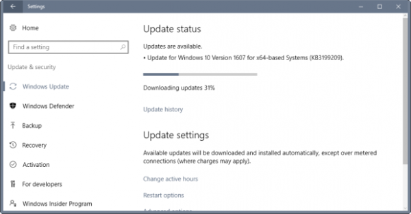 Windows 10周年新累积更新KB3199209 更新未知