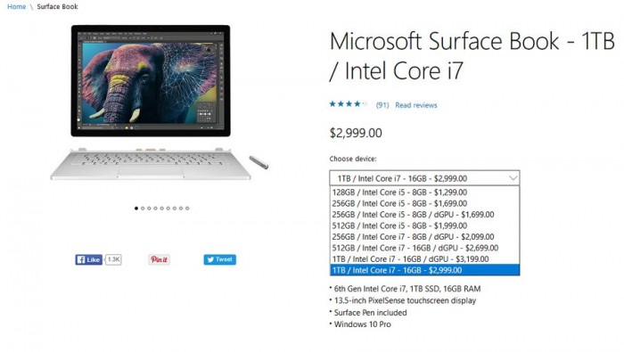 微软上线Surface Book无独显版本轻了60g