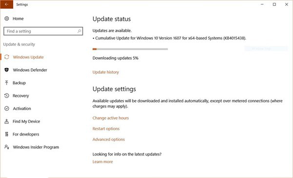 Win10一周年更新正式版14393.969（KB4015438）更新推送