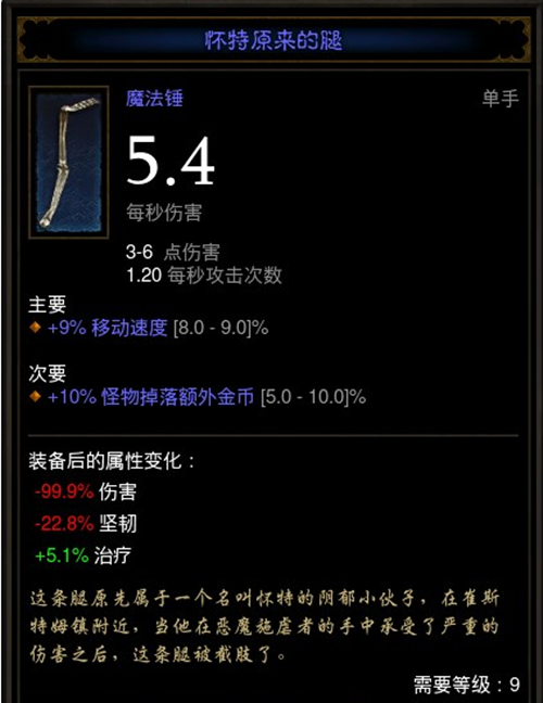 暗黑破坏神3蓝色装备获得 怀特原来的腿介绍