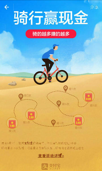 支付宝无现金周骑车赢现金怎么参加？支付宝无现金周骑车赢现金活动详情