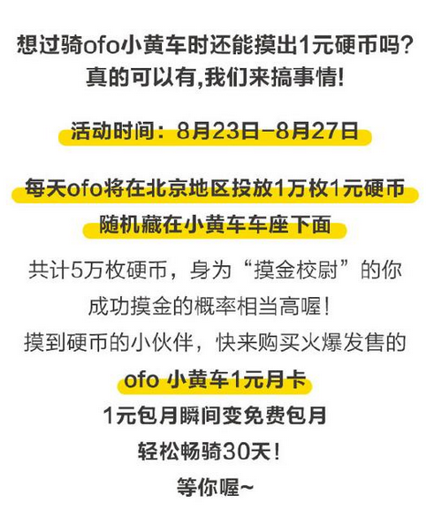 ofo一元摸金怎么玩？ofo一元摸金怎么购买一元月卡？
