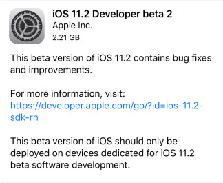 iOS 11.2 Beta 2发布：适配iPhoneX