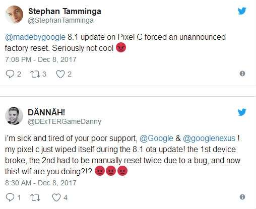 安卓8.1正式版更新后Pixel C自动恢复出厂设置是怎么回事？