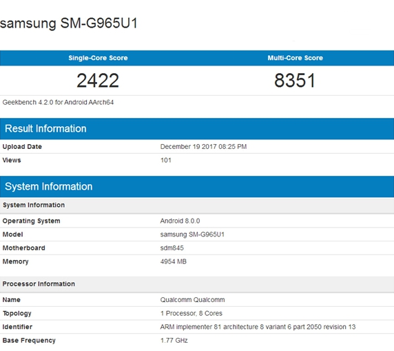 三星S9+跑分怎么样？GeekBench跑分介绍