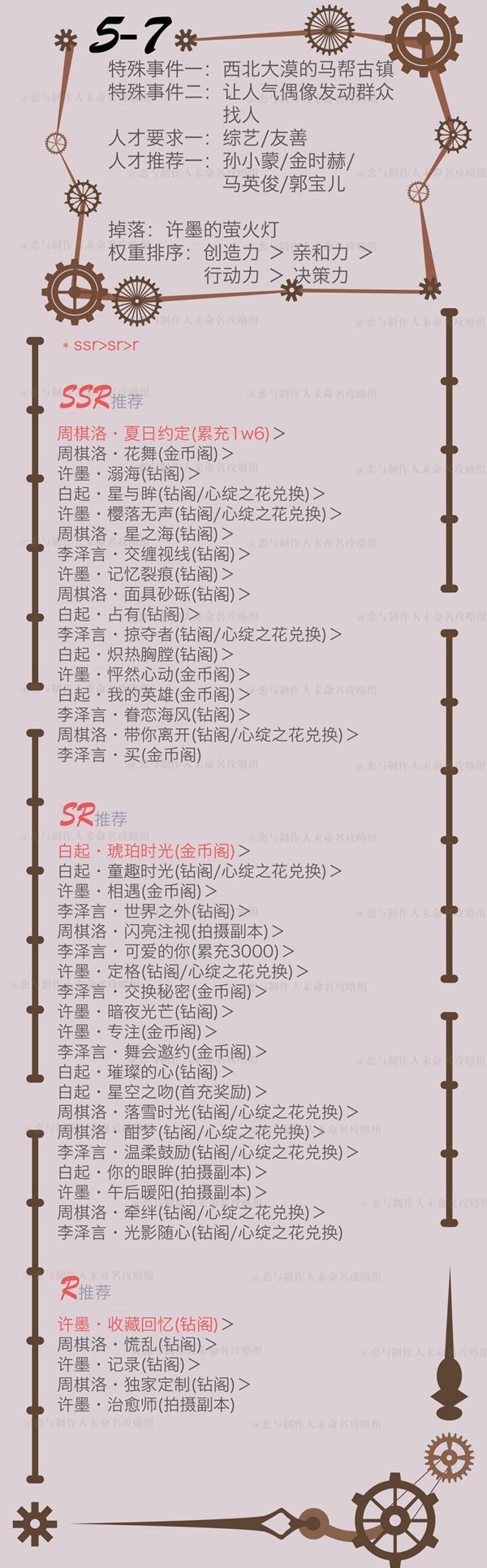 恋与制作人精英5-7三星攻略
