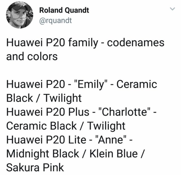 华为P20参数配置最新消息