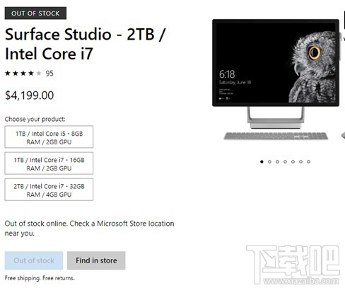 微软商城Surface Studio全型号售罄：Surface Studio 2要来？