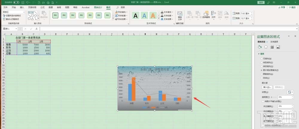 Excel2019表格怎么填充图表？Excel图片填充图表的教程