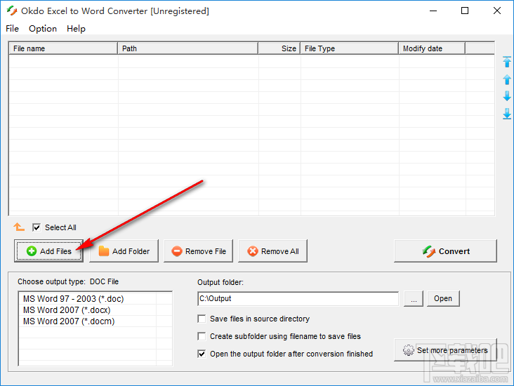 Okdo Excel to Word Converter将Excel转换为Word文件的方法