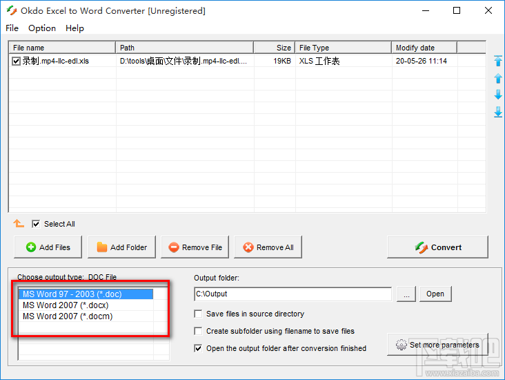 Okdo Excel to Word Converter将Excel转换为Word文件的方法