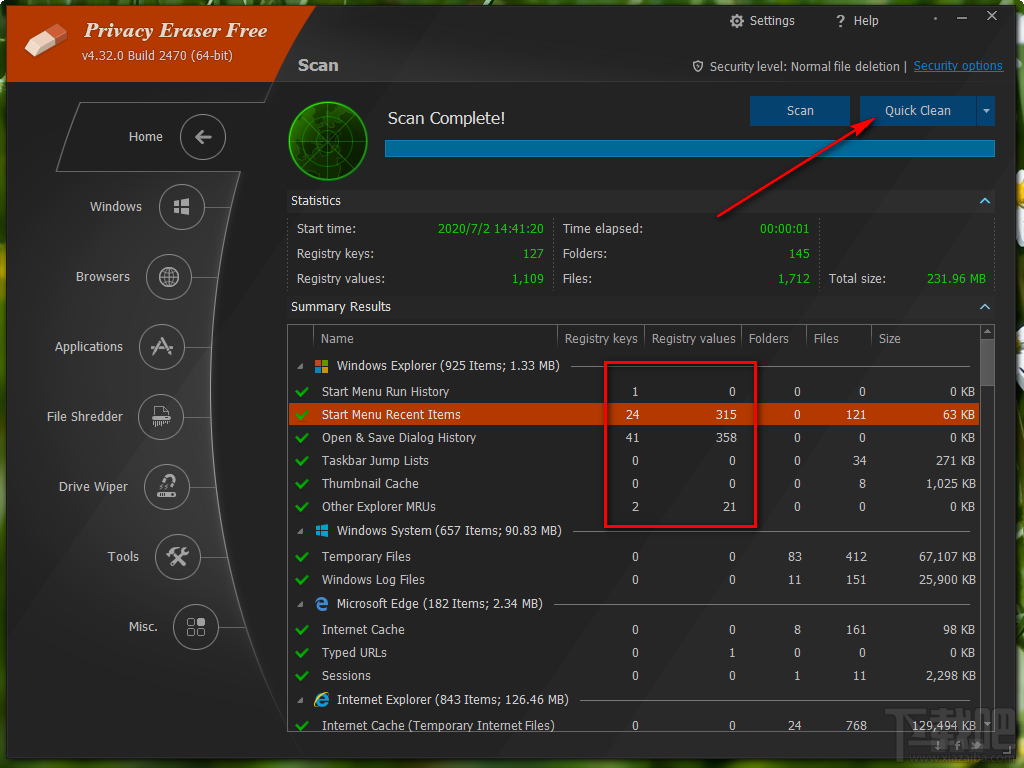 Privacy Eraser free快速清理电脑的方法