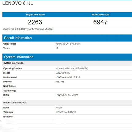 联想骁龙850笔记本跑分曝光：频率接近3GHz